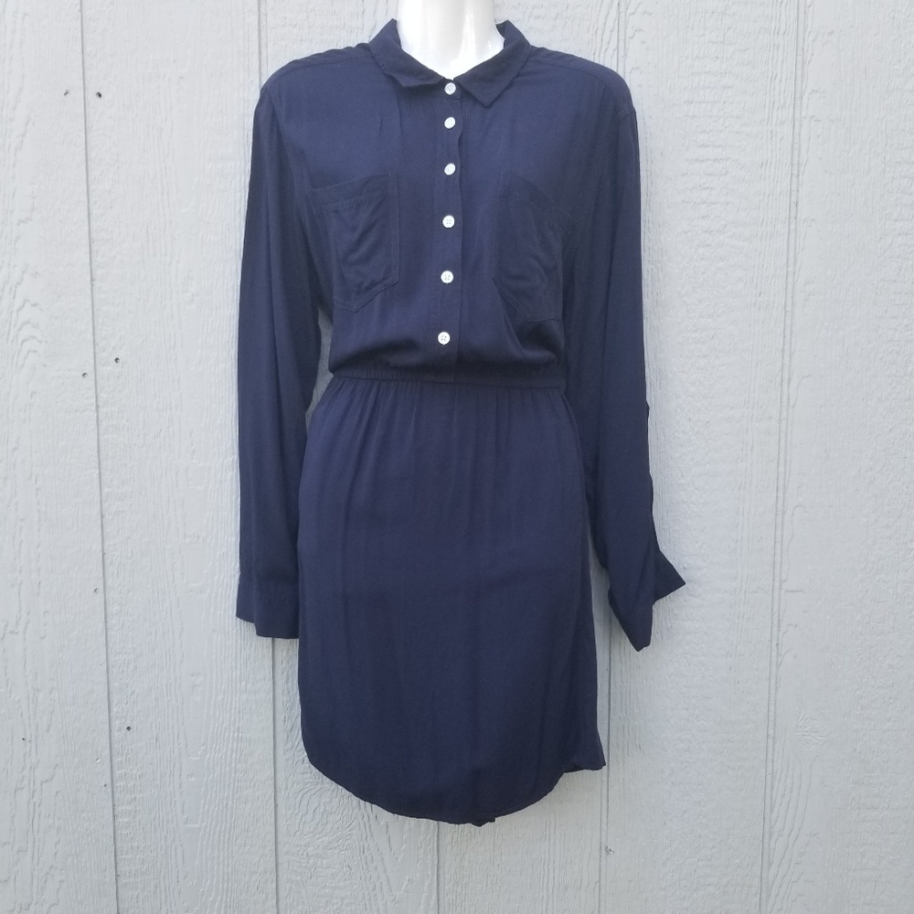 Gap LS Casual Dress Medium Blue